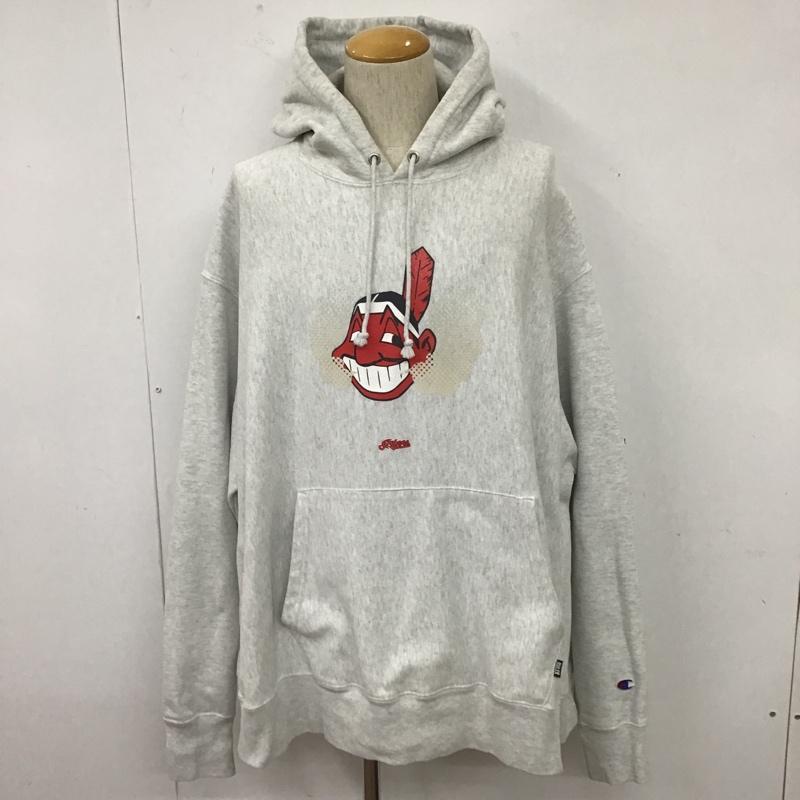 チャンピオン Champion パーカー 長袖 長袖スウェット 長袖トレーナー パーカー プリントトレーナー XXL プリント 灰 / グレー / メンズ USED 古着 中古 10104434