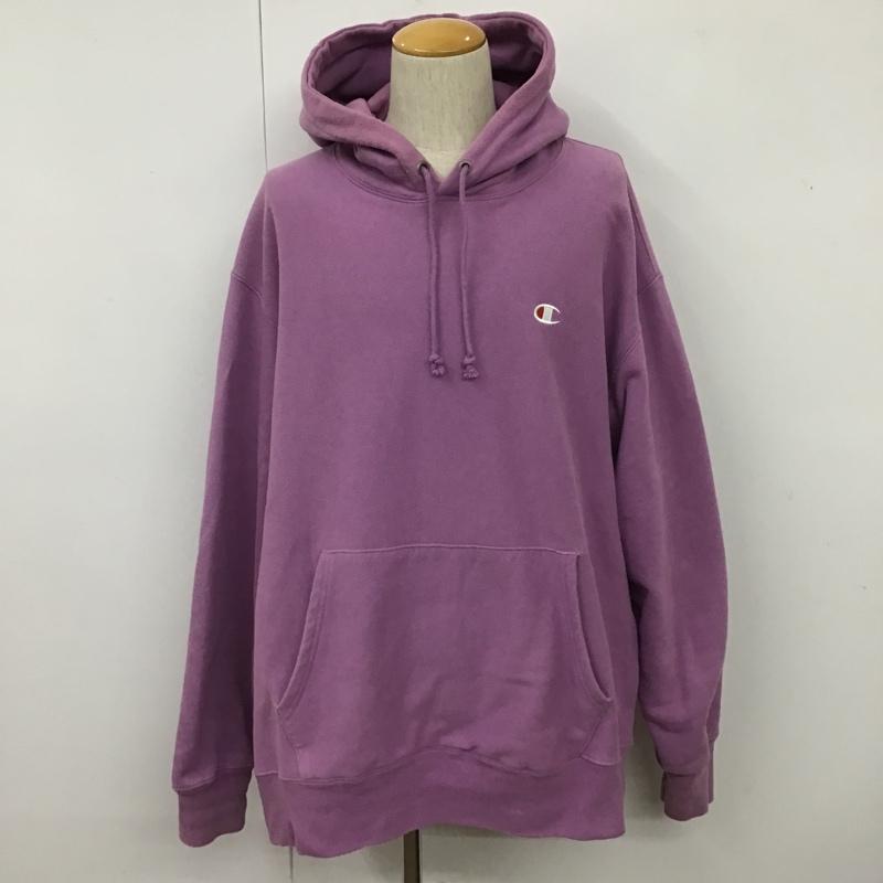 チャンピオン Champion パーカー 長袖 長袖パーカー スウェット プルオーバー 裏起毛 古着 XXL ロゴ、文字 紫 / パープル / メンズ USED 古着 中古 10104435