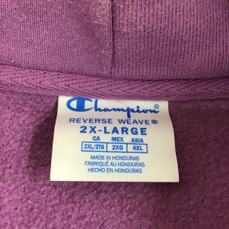 チャンピオン Champion パーカー 長袖 長袖パーカー スウェット プルオーバー 裏起毛 古着 XXL ロゴ、文字 紫 / パープル / メンズ USED 古着 中古 10104435