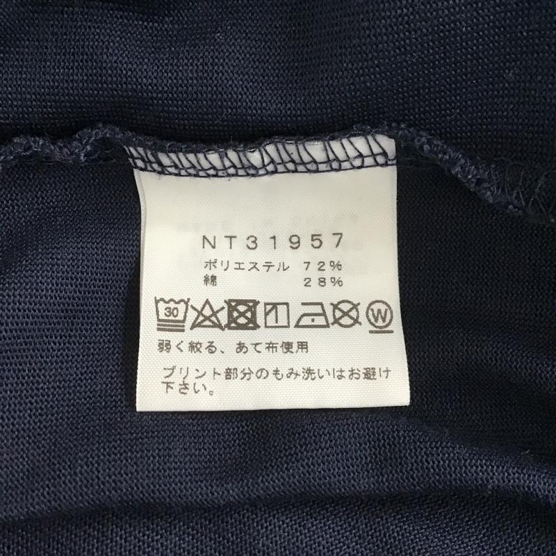 ザノースフェイス THE NORTH FACE Tシャツ 半袖 NT31957 ショートスリーブスクエアロゴTシャツ 半袖カットソー プリントTシャツ L ロゴ、文字 紺 / ネイビー / メンズ USED 古着 中古 10104444