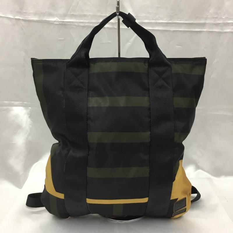 ポーター PORTER リュックサック、デイパック リュックサック、デイバッグ MARNI 2WAY TOTE BAG タグ付き ロゴ、文字 黒 / ブラック / X 黄 / イエロー / X カーキ / カーキ / メンズ USED 古着 中古 10104562