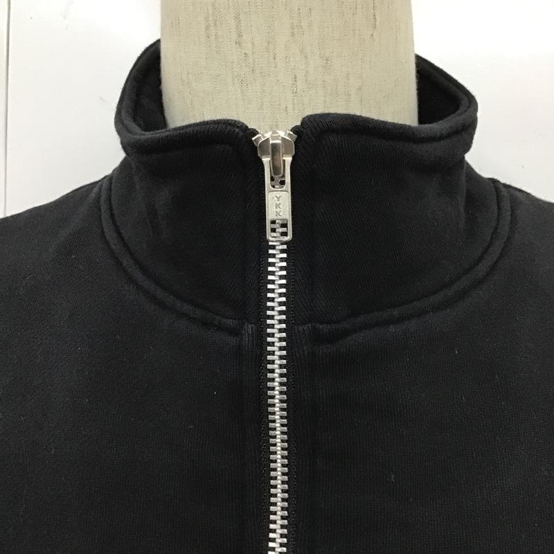 ハフ HUF トレーナー 長袖 長袖トレーナー スウェット ジップアップネック リブスウェットカットソー XL ロゴ、文字 黒 / ブラック / メンズ USED 古着 中古 10104567