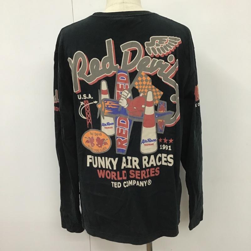 テッドマン TEDMAN Tシャツ 長袖 長袖カットソー クルーネックカットソー ロングスリーブカットソー プリントTシャツ 46 プリント 黒 / ブラック / メンズ USED 古着 中古 10104569