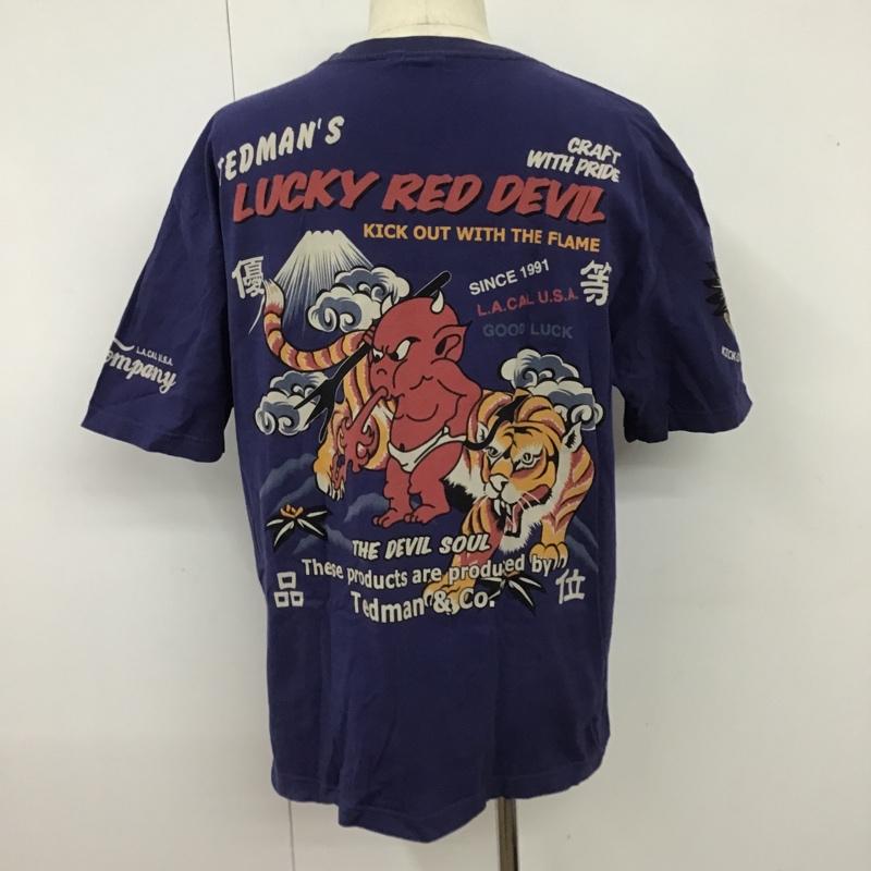 テッドマン TEDMAN Tシャツ 半袖 半袖カットソー プリントTシャツ クルーネックカットソー 46 プリント 紺 / ネイビー / メンズ USED 古着 中古 10104573