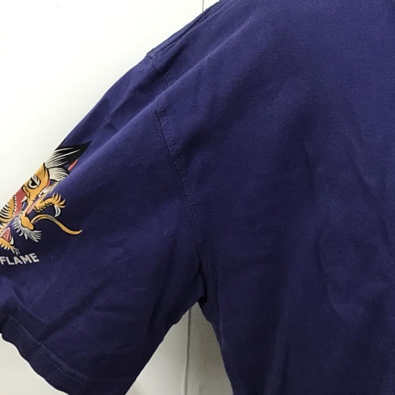 テッドマン TEDMAN Tシャツ 半袖 半袖カットソー プリントTシャツ クルーネックカットソー 46 プリント 紺 / ネイビー / メンズ USED 古着 中古 10104573