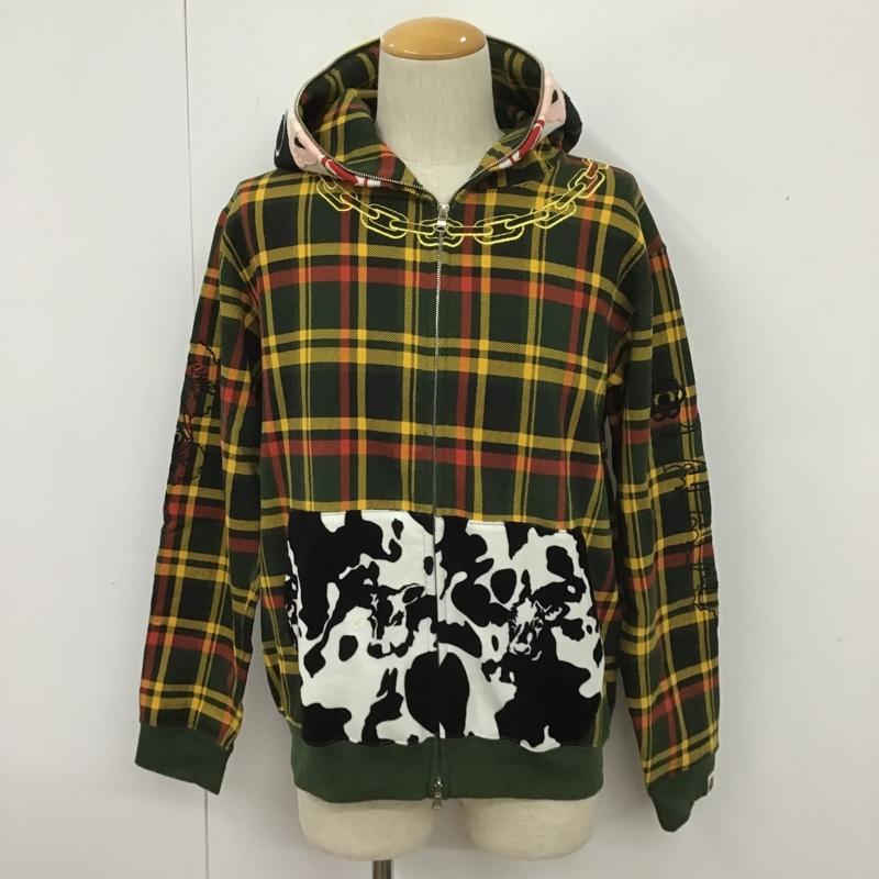 アベイシングエイプ A BATHING APE パーカー 長袖 伊勢丹 チェック 牛 ホルスタイン M チェック マルチカラー / マルチカラー / メンズ USED 古着 中古 10104620