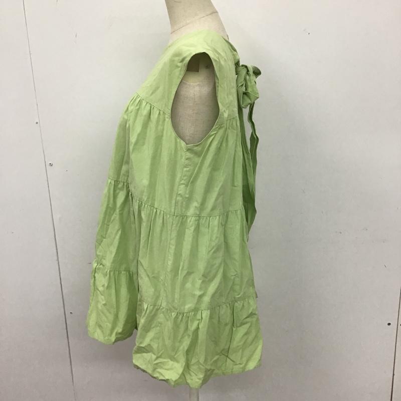 ミラオーウェン Mila Owen カットソー 半袖 09WFT191110 バックリボンティアードチュニック ノースリーブカットソー フレアカットソー 0 無地 緑 / グリーン / レディース USED 古着 中古 10104633