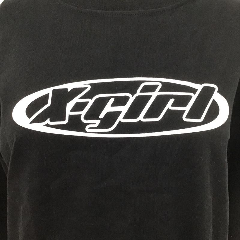 エックスガール X-girl Tシャツ 長袖 ロゴ 2 ロゴ、文字 黒 / ブラック / レディース USED 古着 中古 10104653