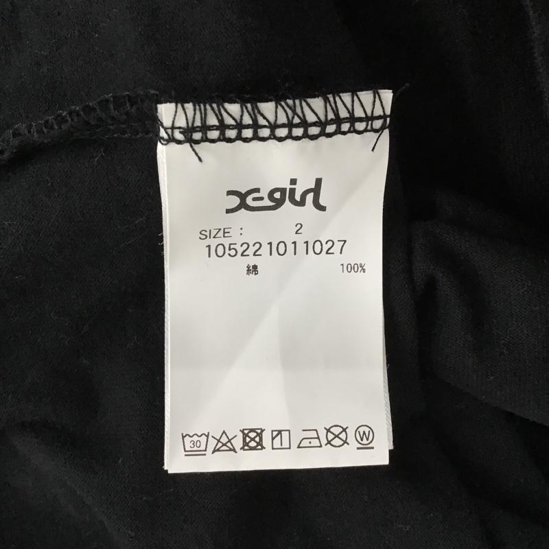エックスガール X-girl Tシャツ 長袖 ロゴ 2 ロゴ、文字 黒 / ブラック / レディース USED 古着 中古 10104653