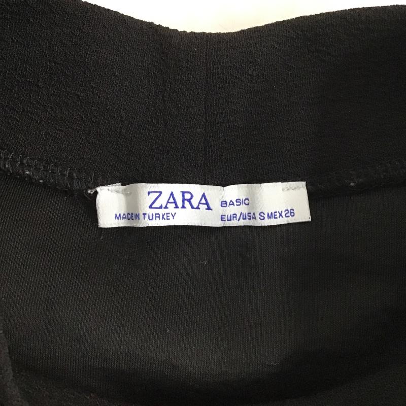 ザラベーシック ZARA BASIC カットソー 半袖 半袖カットソー ストレッチカットソー ショート丈カットソー S 無地 白 / ホワイト / X 黒 / ブラック /  レディース USED 古着 中古 10104655
