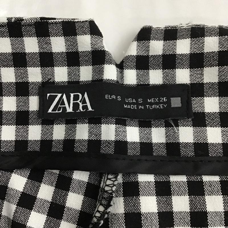 ザラ ZARA パンツ スラックス ギンガムチェックパンツ センタータックパンツ ストレッチパンツ スラックス S チェック 白 / ホワイト / X 黒 / ブラック /  レディース USED 古着 中古 10104667