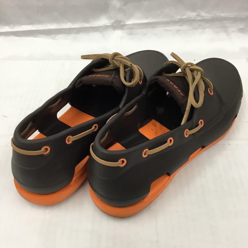 クロックス crocs シューズ シューズ デッキシューズ M13 ロゴ、文字 ダークブラウン / ダークブラウン / X 橙 / オレンジ / メンズ USED 古着 中古 10104679