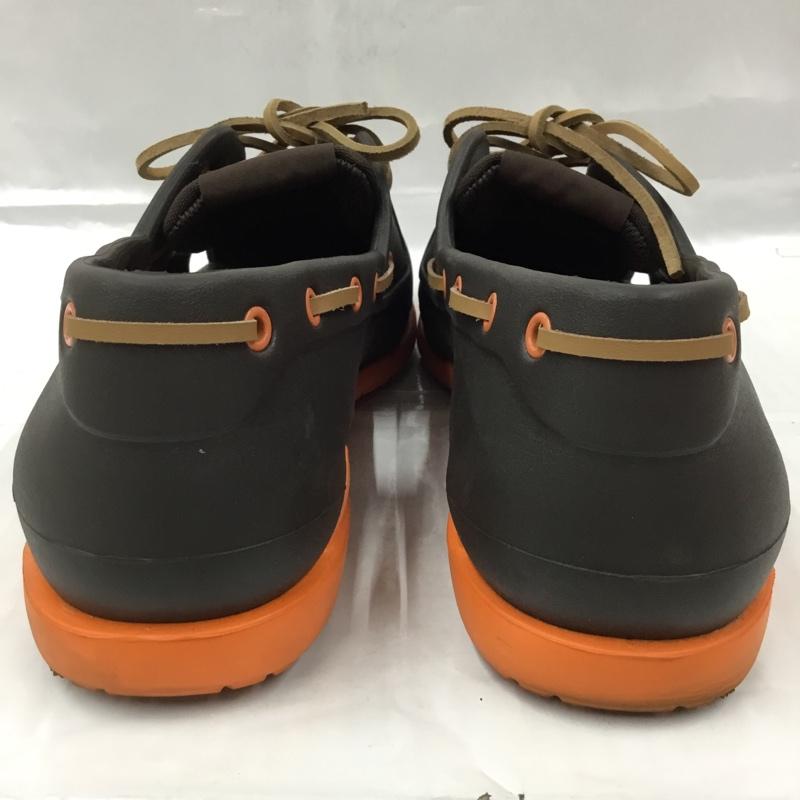 クロックス crocs シューズ シューズ デッキシューズ M13 ロゴ、文字 ダークブラウン / ダークブラウン / X 橙 / オレンジ / メンズ USED 古着 中古 10104679