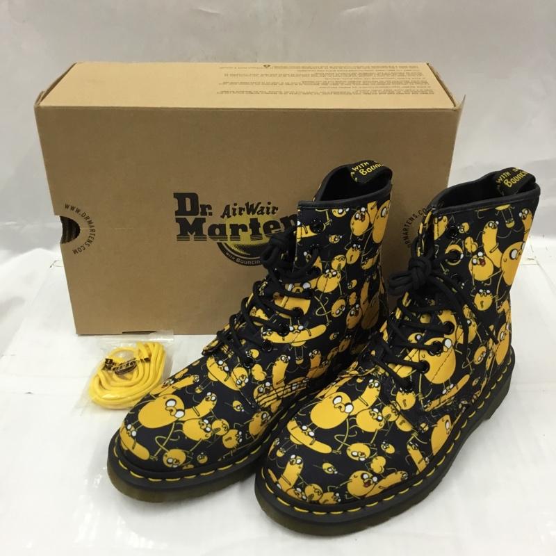 ドクターマーチン Dr.Martens ブーツ ショートブーツ アドベンチャータイム CASTEL 8-EYE BOOT 8ホール US7 UK5 箱有 US:7 キャラクター 黒 / ブラック / X 黄 / イエロー / レディース USED 古着 中古 10104684