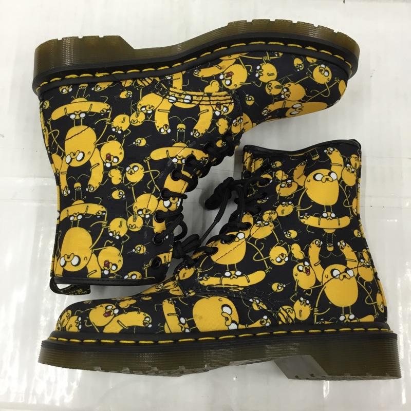 ドクターマーチン Dr.Martens ブーツ ショートブーツ アドベンチャータイム CASTEL 8-EYE BOOT 8ホール US7 UK5 箱有 US:7 キャラクター 黒 / ブラック / X 黄 / イエロー / レディース USED 古着 中古 10104684