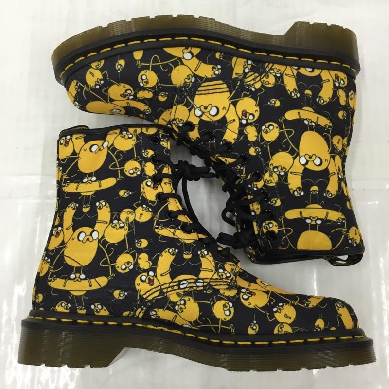 ドクターマーチン Dr.Martens ブーツ ショートブーツ アドベンチャータイム CASTEL 8-EYE BOOT 8ホール US7 UK5 箱有 US:7 キャラクター 黒 / ブラック / X 黄 / イエロー / レディース USED 古着 中古 10104684