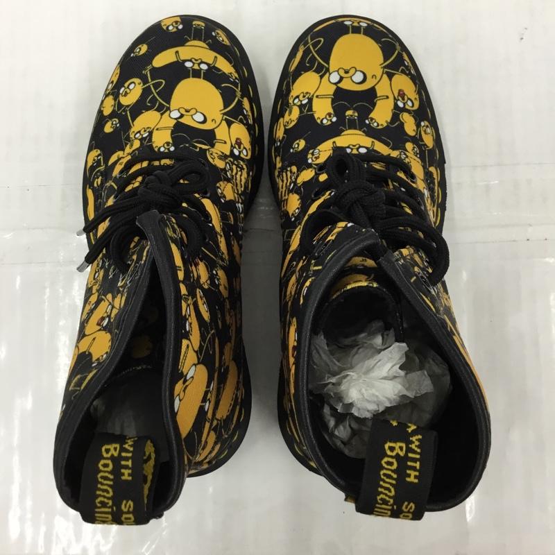 ドクターマーチン Dr.Martens ブーツ ショートブーツ アドベンチャータイム CASTEL 8-EYE BOOT 8ホール US7 UK5 箱有 US:7 キャラクター 黒 / ブラック / X 黄 / イエロー / レディース USED 古着 中古 10104684