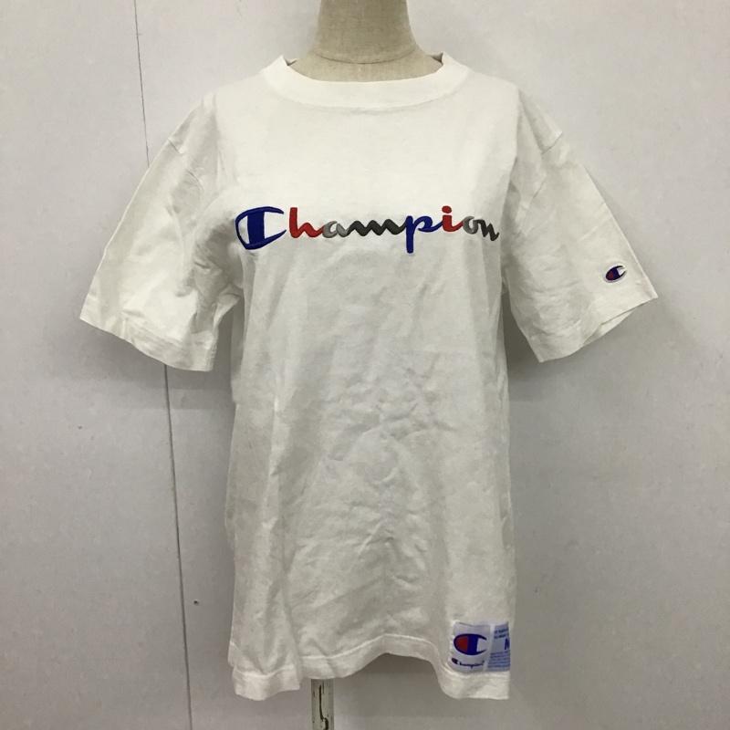 チャンピオン Champion Tシャツ 半袖 C3-H371 アクションスタイル刺繍ロゴ半袖Tシャツ 半袖カットソー クルーネックカットソー M ロゴ、文字 白 / ホワイト / レディース USED 古着 中古 10104730