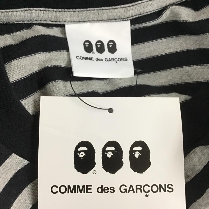 アベイシングエイプ A BATHING APE カットソー 長袖 長袖カットソー クルーネックカットソー プリントTシャツ commedesgarcons コラボ XXL プリント X ボーダー柄 黒 / ブラック / X 灰 / グレー / メンズ USED 古着 中古 10104757