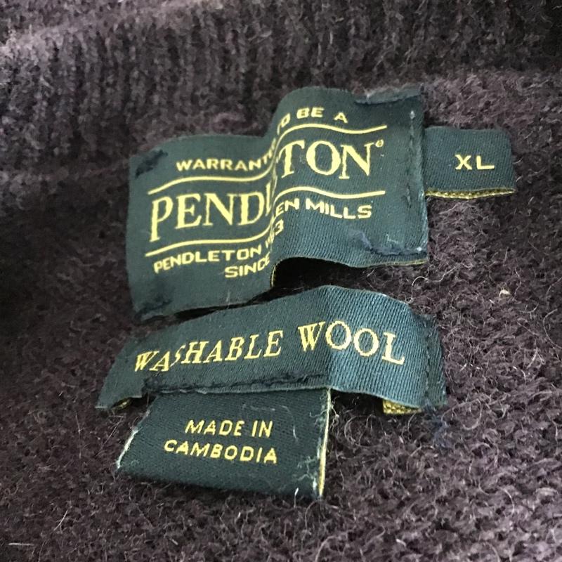 ペンドルトン PENDLETON ニット、セーター 長袖 長袖ニット リブニット クルーネックカットソー セーター XL 無地 紫 / パープル / メンズ USED 古着 中古 10104766