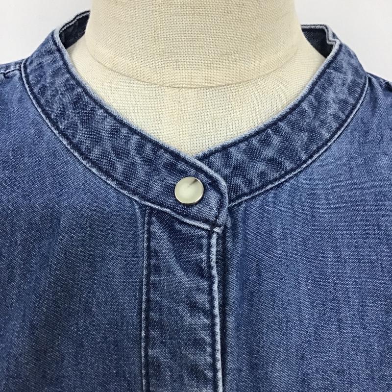 マウジー MOUSSY シャツ、ブラウス 七分袖 010DSH11-0150 GATHER SLEEVE DENIM BLOUSE デニムブラウス FREE 無地 青 / ブルー / レディース USED 古着 中古 10104772