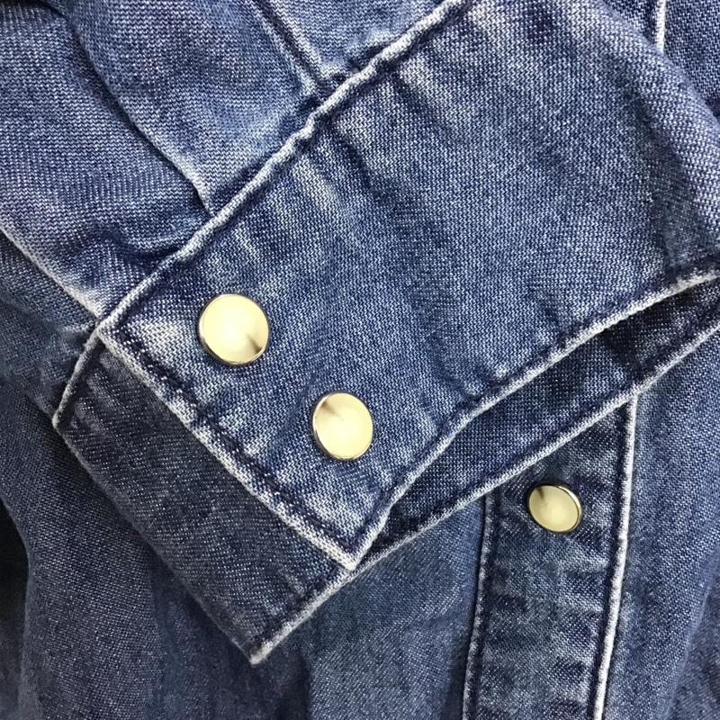 マウジー MOUSSY シャツ、ブラウス 七分袖 010DSH11-0150 GATHER SLEEVE DENIM BLOUSE デニムブラウス FREE 無地 青 / ブルー / レディース USED 古着 中古 10104772