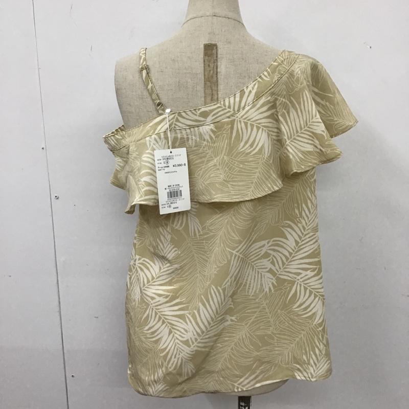 アズールバイマウジー AZUL BY MOUSSY カットソー 半袖 250CAM30-271F ASYMMETRYLEAFTOPS ノースリーブカットソー フリルカットソー M 総柄 ベージュ / ベージュ /  レディース USED 古着 中古 10104777