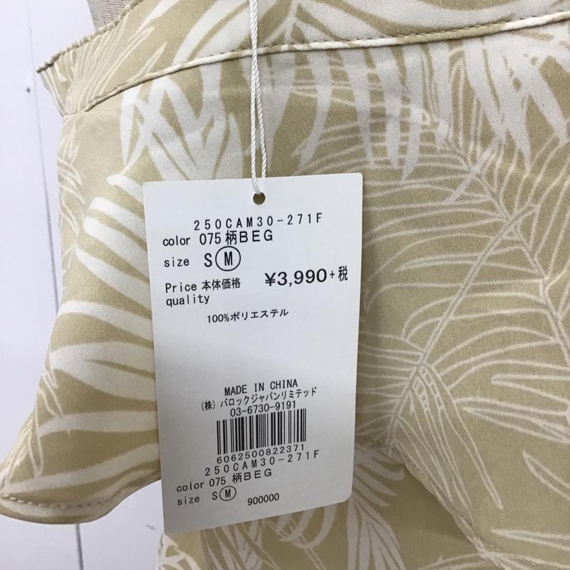 アズールバイマウジー AZUL BY MOUSSY カットソー 半袖 250CAM30-271F ASYMMETRYLEAFTOPS ノースリーブカットソー フリルカットソー M 総柄 ベージュ / ベージュ /  レディース USED 古着 中古 10104777