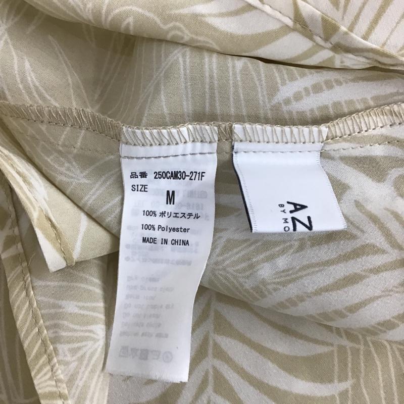 アズールバイマウジー AZUL BY MOUSSY カットソー 半袖 250CAM30-271F ASYMMETRYLEAFTOPS ノースリーブカットソー フリルカットソー M 総柄 ベージュ / ベージュ /  レディース USED 古着 中古 10104777