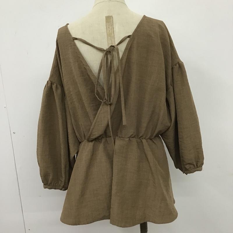 ローリーズファーム LOWRYS FARM カットソー 七分袖 LF620115MC リネンライクカシュクールブラウス FREE 無地 茶 / ブラウン /  レディース USED 古着 中古 10104812