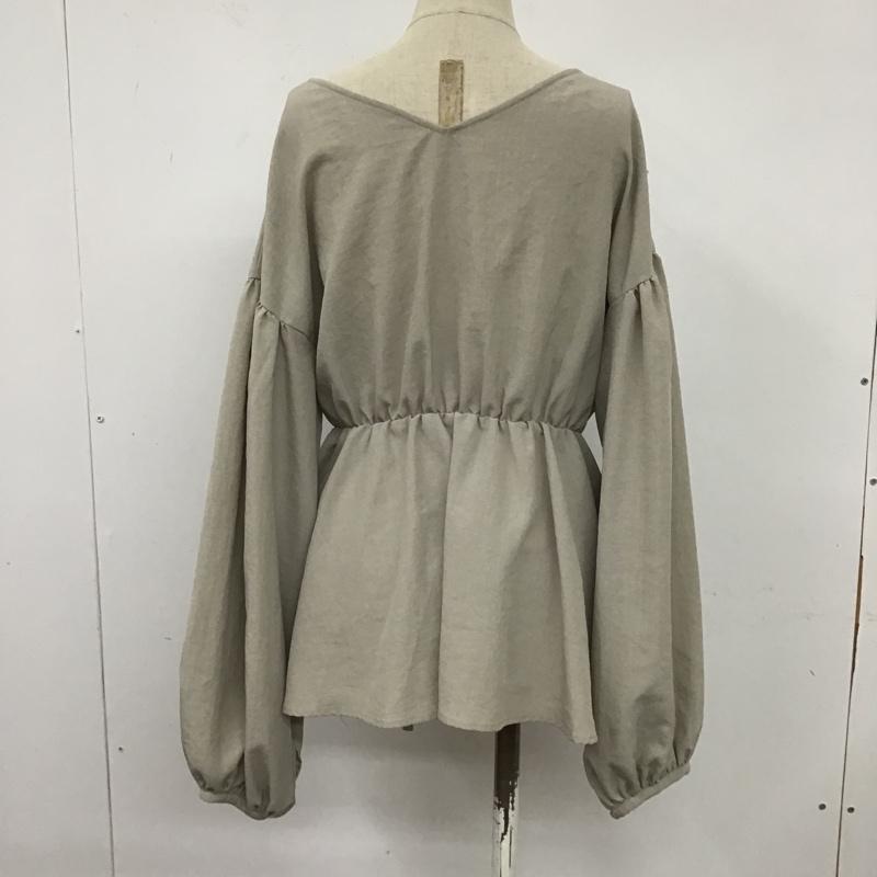 ローリーズファーム LOWRYS FARM カットソー 長袖 LF620005AD リネンライクカシュクールブラウス FREE 無地 グレージュ / グレージュ /  レディース USED 古着 中古 10104814