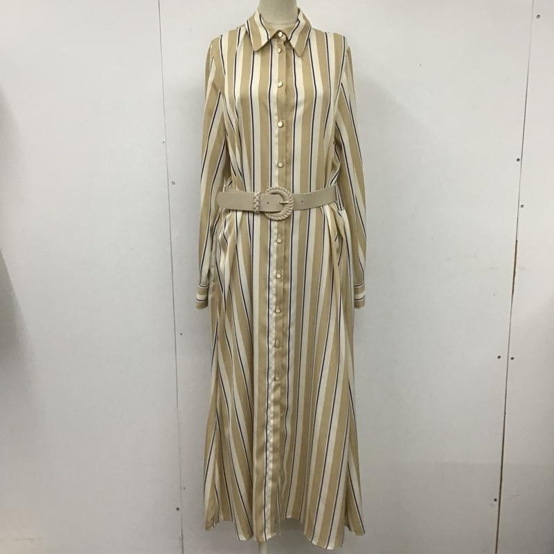 ザラ ZARA ワンピース ロングスカート 7969 063 066 ベルト付き 長袖 シャツワンピース S ストライプ 白 / ホワイト / X ベージュ / ベージュ / X 紺 / ネイビー / レディース USED 古着 中古 10104819