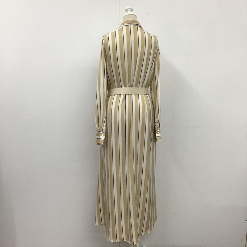 ザラ ZARA ワンピース ロングスカート 7969 063 066 ベルト付き 長袖 シャツワンピース S ストライプ 白 / ホワイト / X ベージュ / ベージュ / X 紺 / ネイビー / レディース USED 古着 中古 10104819