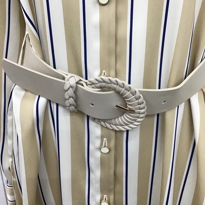 ザラ ZARA ワンピース ロングスカート 7969 063 066 ベルト付き 長袖 シャツワンピース S ストライプ 白 / ホワイト / X ベージュ / ベージュ / X 紺 / ネイビー / レディース USED 古着 中古 10104819