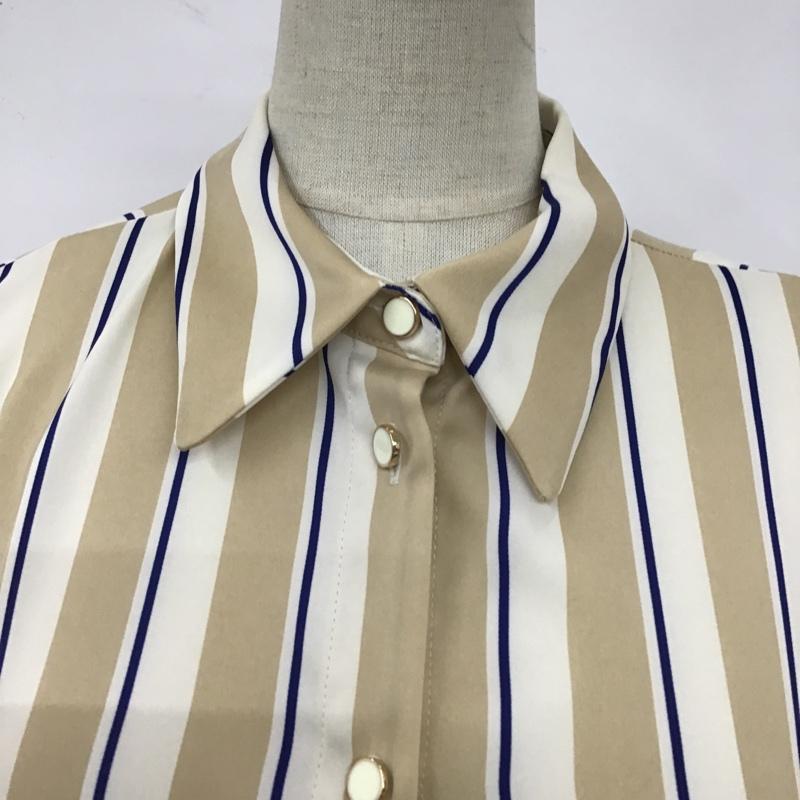 ザラ ZARA ワンピース ロングスカート 7969 063 066 ベルト付き 長袖 シャツワンピース S ストライプ 白 / ホワイト / X ベージュ / ベージュ / X 紺 / ネイビー / レディース USED 古着 中古 10104819