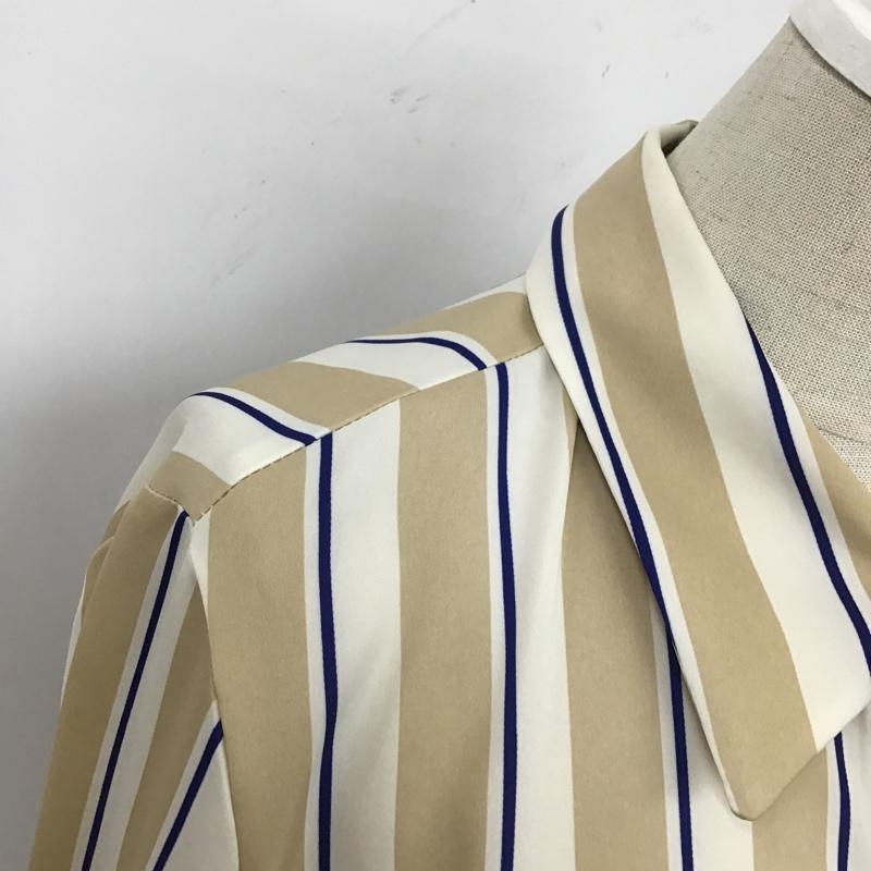 ザラ ZARA ワンピース ロングスカート 7969 063 066 ベルト付き 長袖 シャツワンピース S ストライプ 白 / ホワイト / X ベージュ / ベージュ / X 紺 / ネイビー / レディース USED 古着 中古 10104819