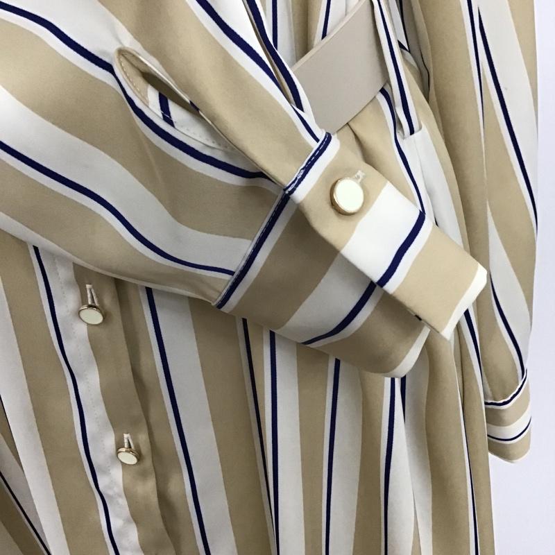 ザラ ZARA ワンピース ロングスカート 7969 063 066 ベルト付き 長袖 シャツワンピース S ストライプ 白 / ホワイト / X ベージュ / ベージュ / X 紺 / ネイビー / レディース USED 古着 中古 10104819