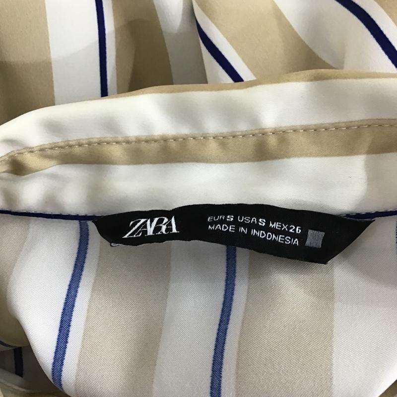 ザラ ZARA ワンピース ロングスカート 7969 063 066 ベルト付き 長袖 シャツワンピース S ストライプ 白 / ホワイト / X ベージュ / ベージュ / X 紺 / ネイビー / レディース USED 古着 中古 10104819