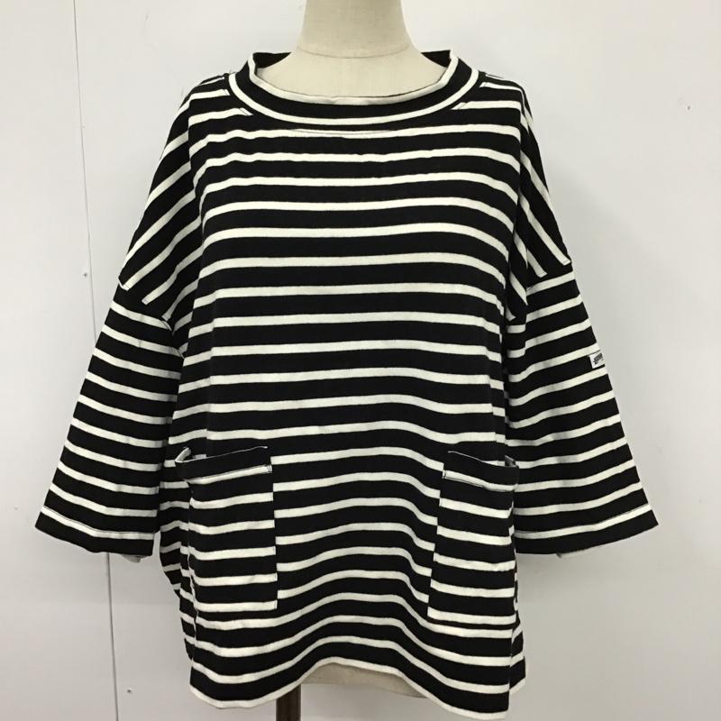 ピカデリー PICCADILLY カットソー 半袖 半袖カットソー ショート丈Tシャツ クルーネックカットソー ボーダー 38 ボーダー柄 白 / ホワイト / X 黒 / ブラック / レディース USED 古着 中古 10104824