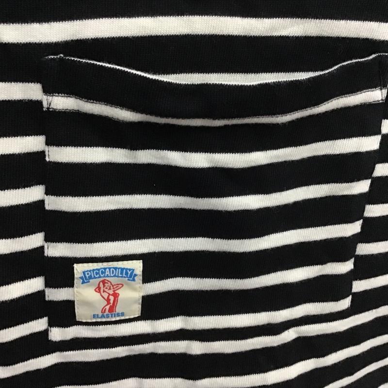 ピカデリー PICCADILLY カットソー 半袖 半袖カットソー ショート丈Tシャツ クルーネックカットソー ボーダー 38 ボーダー柄 白 / ホワイト / X 黒 / ブラック / レディース USED 古着 中古 10104824
