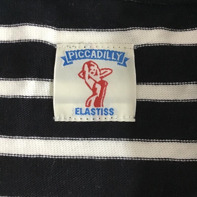 ピカデリー PICCADILLY カットソー 半袖 半袖カットソー ショート丈Tシャツ クルーネックカットソー ボーダー 38 ボーダー柄 白 / ホワイト / X 黒 / ブラック / レディース USED 古着 中古 10104824