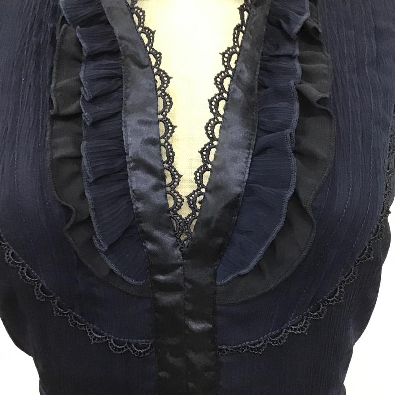 アクシーズファム axes femme ワンピース ロングスカート TY3413-10 フリル 半袖 リボン M 無地 紺 / ネイビー / レディース USED 古着 中古 10104826