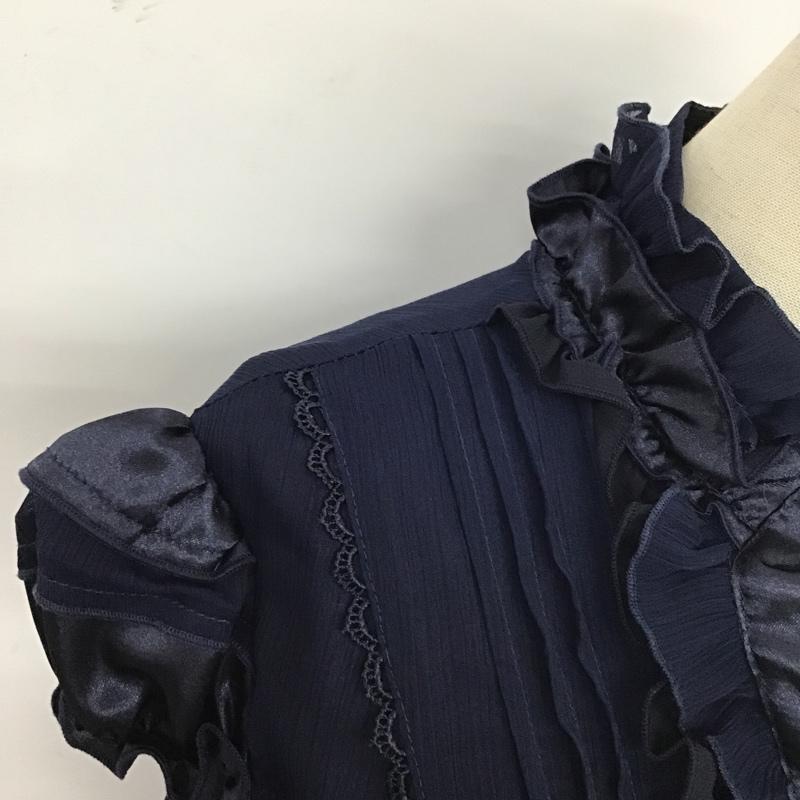 アクシーズファム axes femme ワンピース ロングスカート TY3413-10 フリル 半袖 リボン M 無地 紺 / ネイビー / レディース USED 古着 中古 10104826