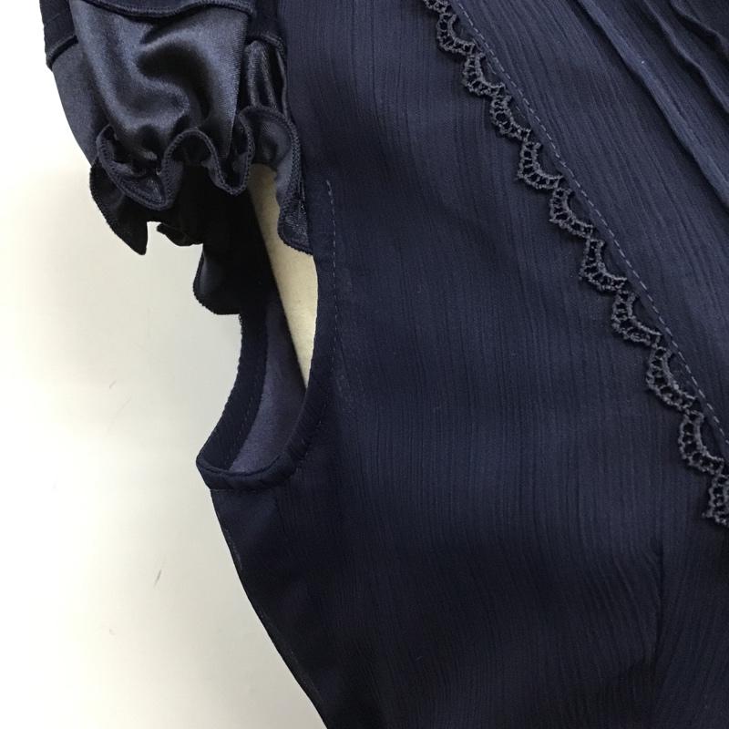 アクシーズファム axes femme ワンピース ロングスカート TY3413-10 フリル 半袖 リボン M 無地 紺 / ネイビー / レディース USED 古着 中古 10104826