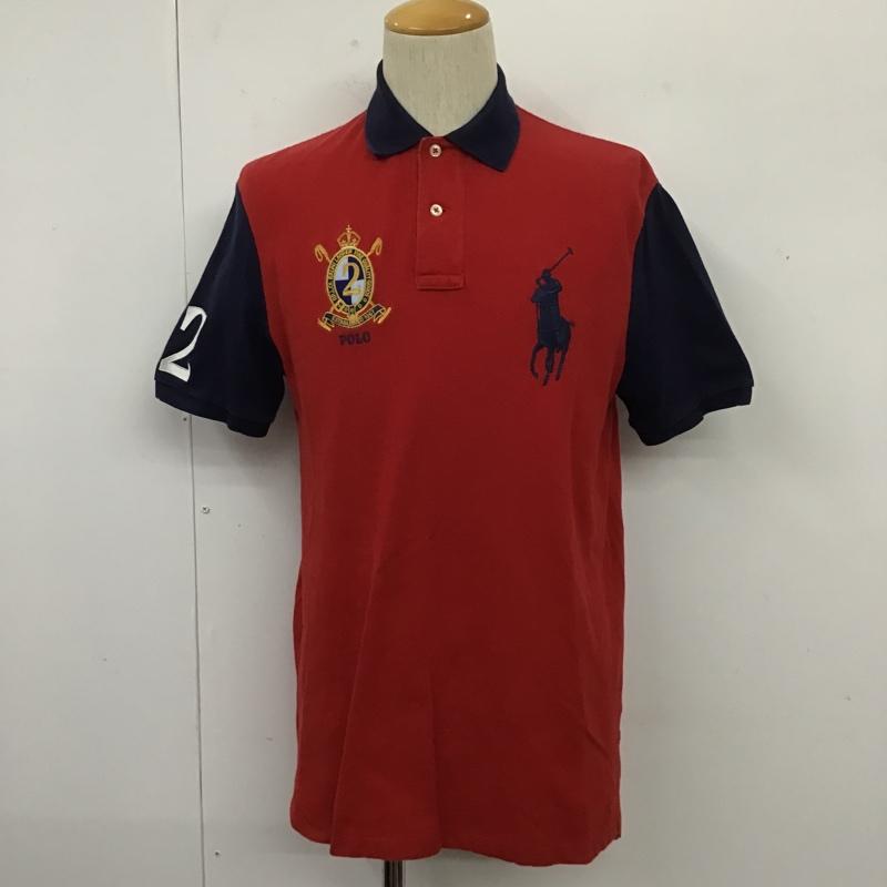 ポロラルフローレン POLO RALPH LAUREN ポロシャツ 半袖 半袖ポロシャツ カラーシャツ 半袖カットソー S ロゴ、文字 赤 / レッド / X 紺 / ネイビー / メンズ USED 古着 中古 10104843