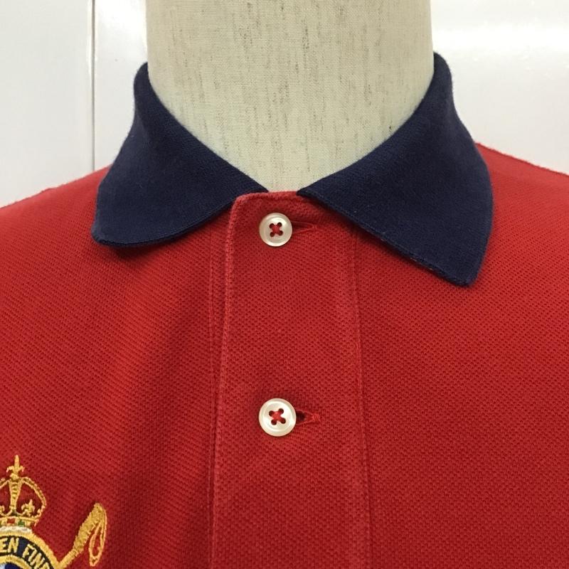 ポロラルフローレン POLO RALPH LAUREN ポロシャツ 半袖 半袖ポロシャツ カラーシャツ 半袖カットソー S ロゴ、文字 赤 / レッド / X 紺 / ネイビー / メンズ USED 古着 中古 10104843