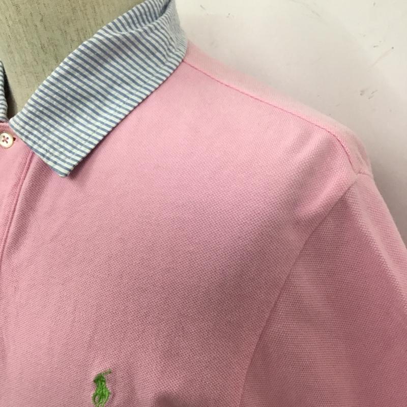 ポロバイラルフローレン Polo by RALPH LAUREN ポロシャツ 半袖 半袖ポロシャツ カラーシャツ 半袖カットソー M ロゴ、文字 桃 / ピンク / メンズ USED 古着 中古 10104844
