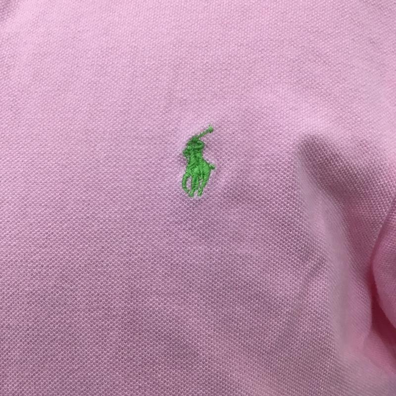 ポロバイラルフローレン Polo by RALPH LAUREN ポロシャツ 半袖 半袖ポロシャツ カラーシャツ 半袖カットソー M ロゴ、文字 桃 / ピンク / メンズ USED 古着 中古 10104844
