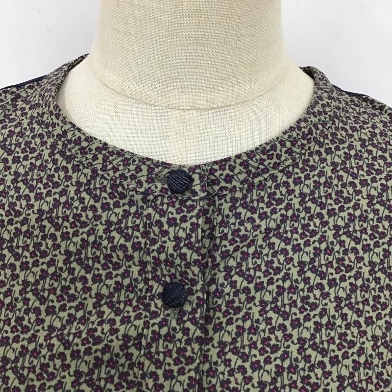 イデム idem ワンピース ロングスカート chambray × flower one piece シャンブレー切替シャツワンピース FREE 花柄 紺 / ネイビー / レディース USED 古着 中古 10104846