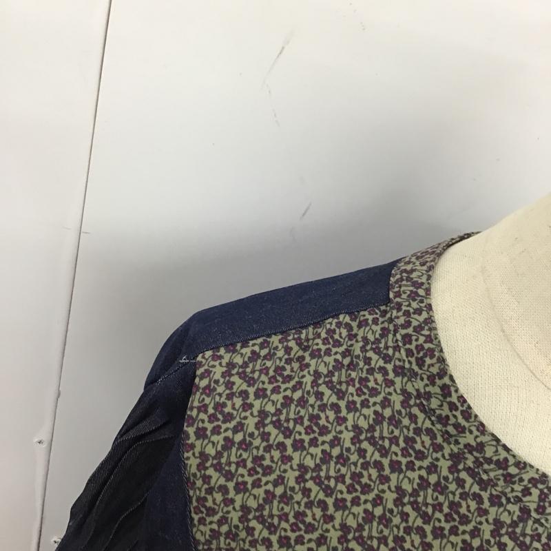 イデム idem ワンピース ロングスカート chambray × flower one piece シャンブレー切替シャツワンピース FREE 花柄 紺 / ネイビー / レディース USED 古着 中古 10104846